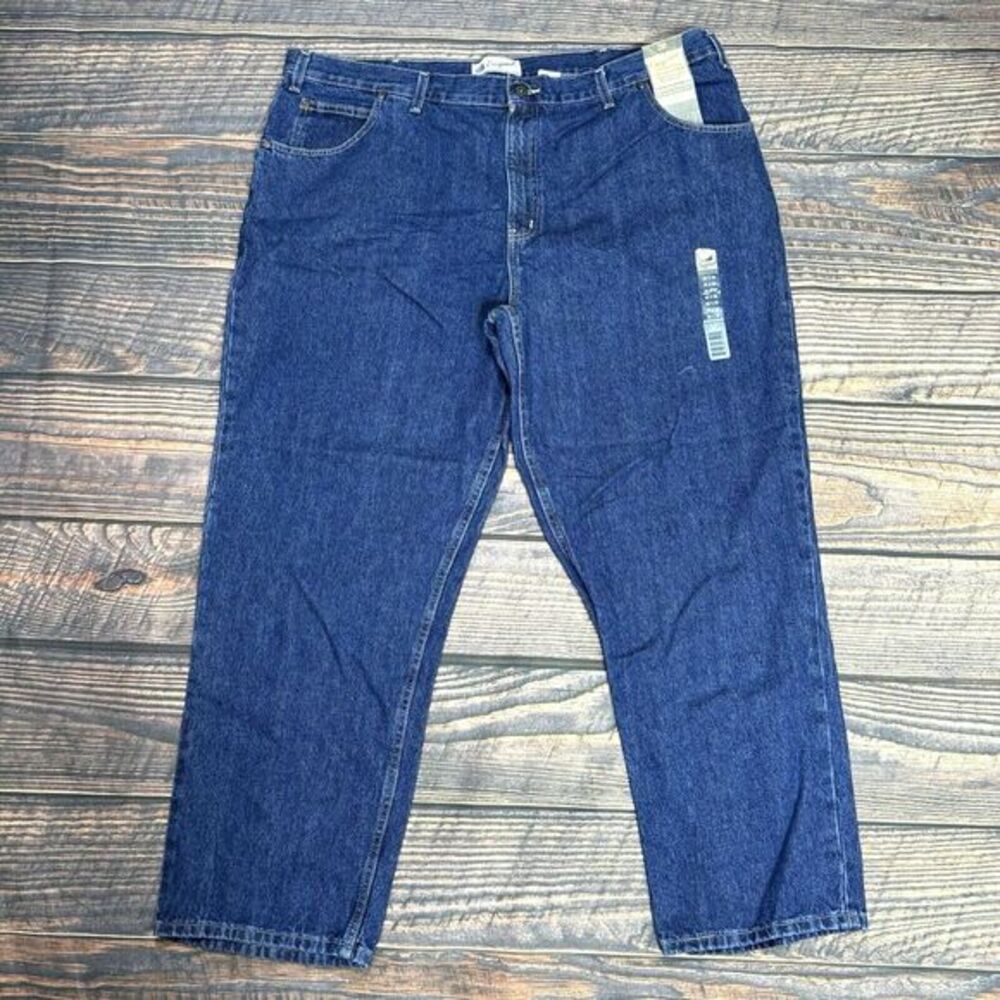 Faded Glory 46x30 Blue Jeans Original Classic‎ Heavy Denim Stone Wash Faded Work